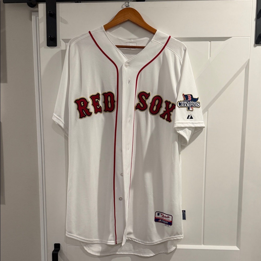 Majestic White and Red Baseball Jersey Dustin Pedroia
